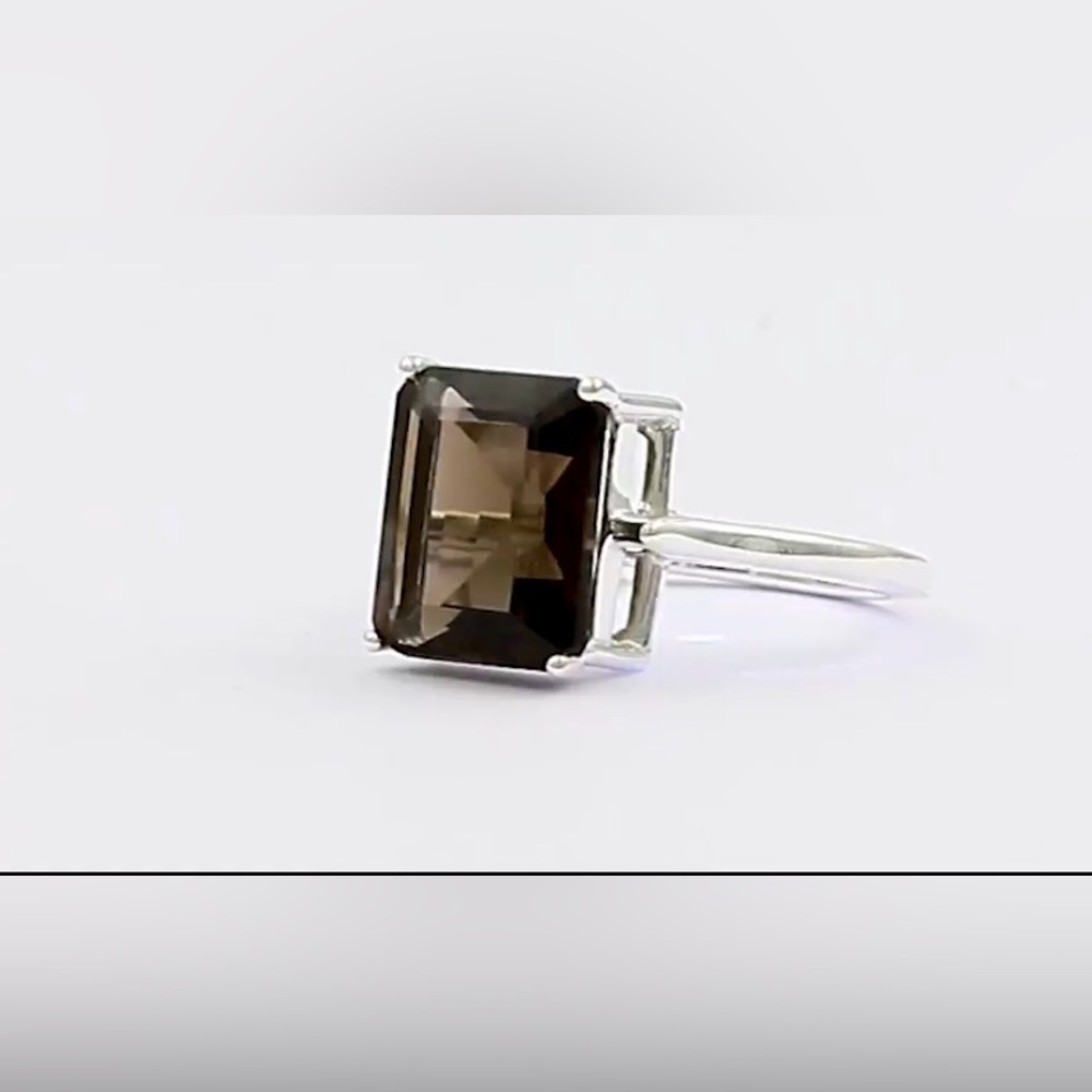 Elegant Sterling Silver and Smokey Quartz Ring